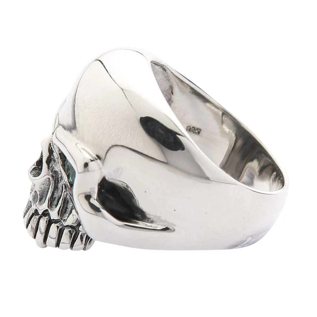 Sterling Silver Blue Topaz Eye Skull Ring