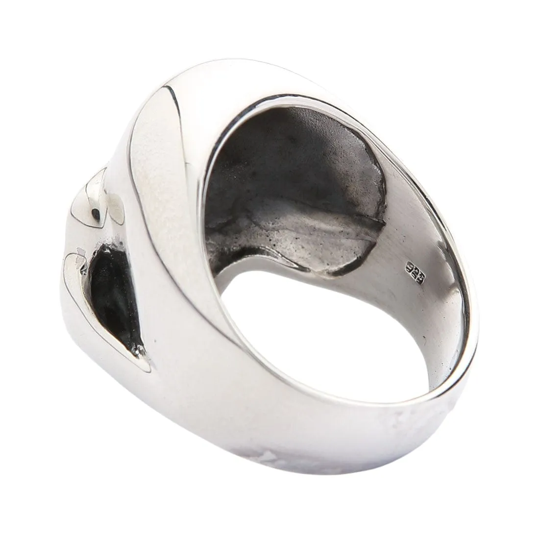 Sterling Silver Blue Topaz Eye Skull Ring