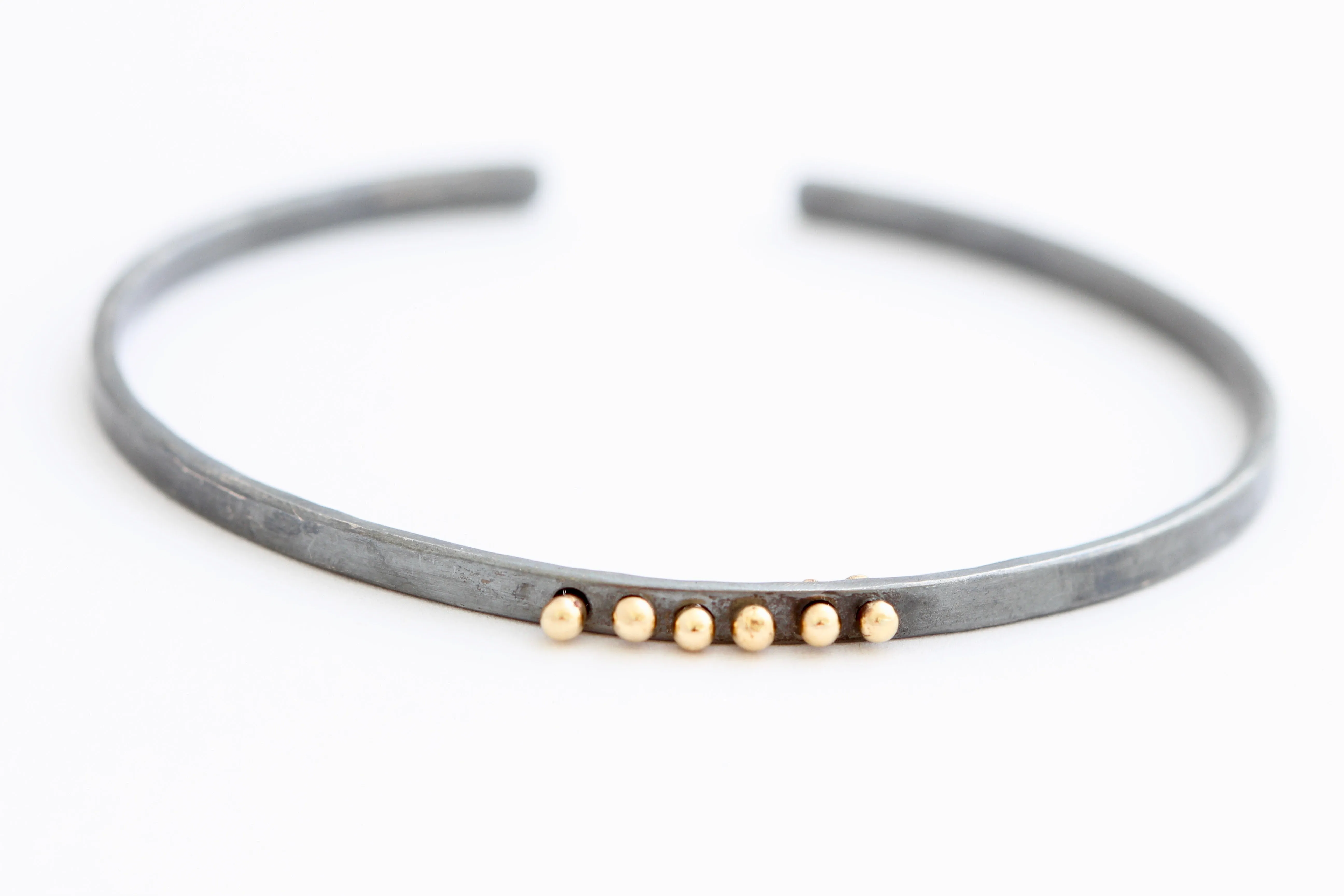 Sterling Silver Bracelet With 14K Gold Balls
