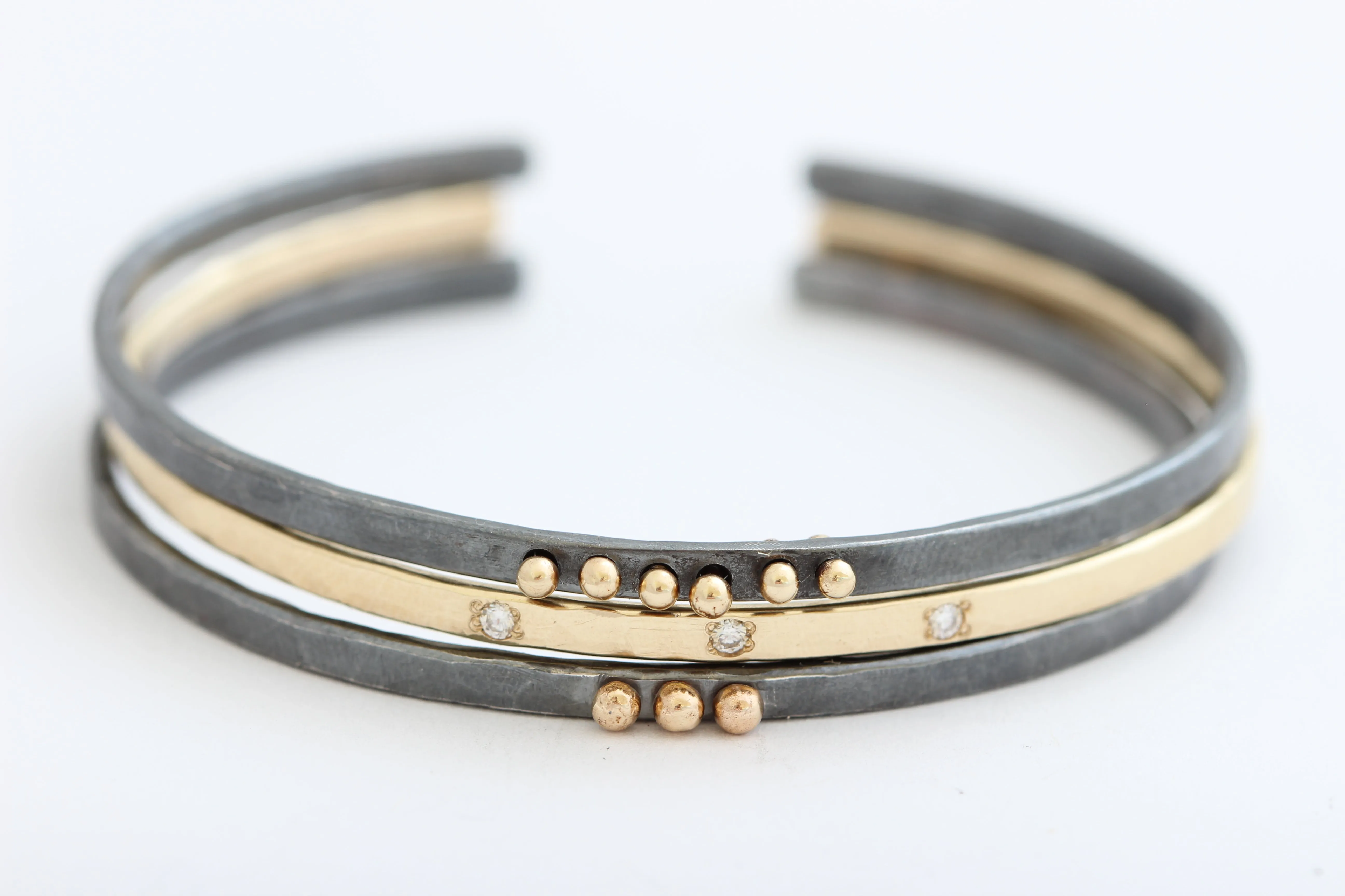 Sterling Silver Bracelet With 14K Gold Balls