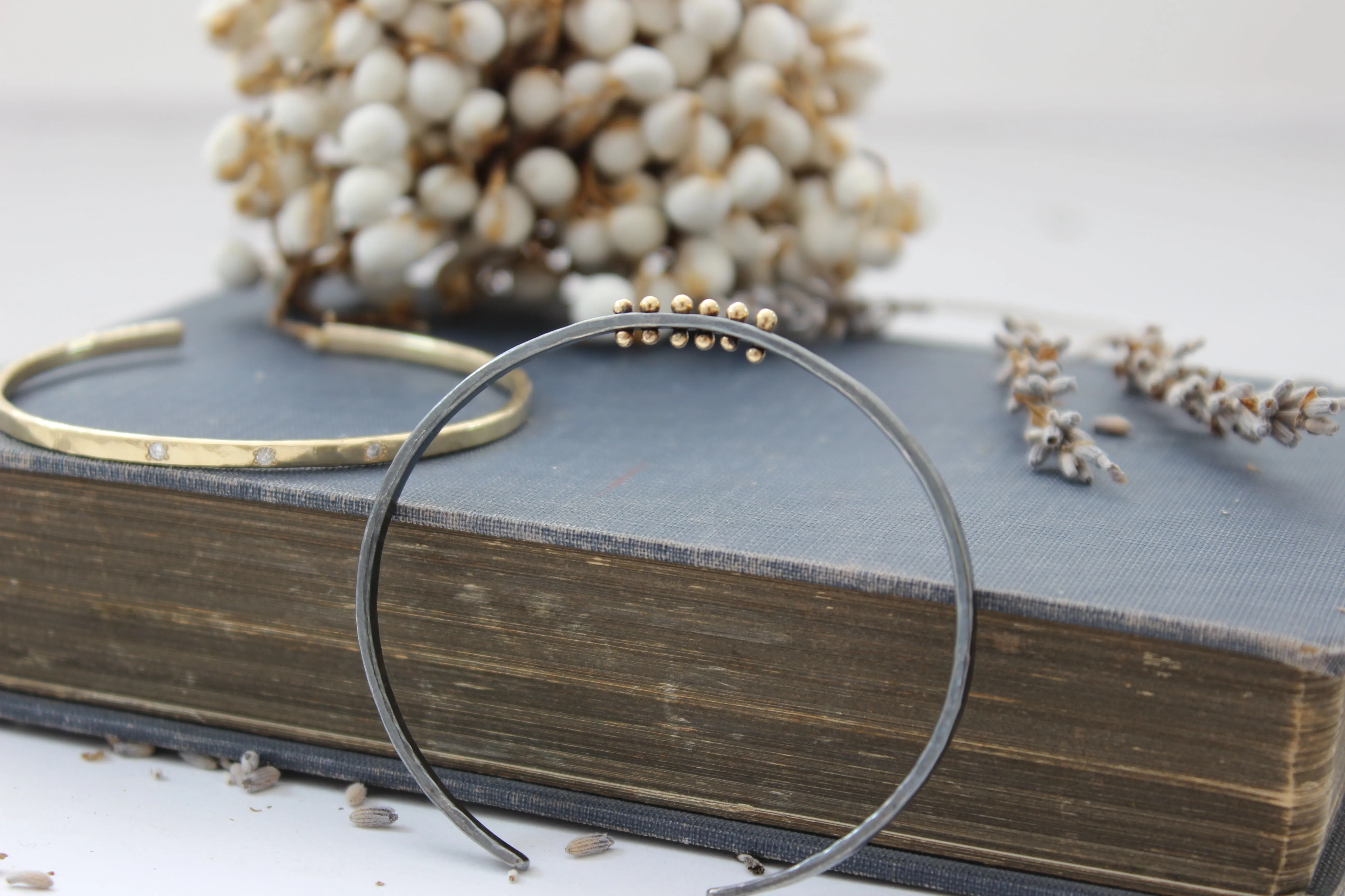 Sterling Silver Bracelet With 14K Gold Balls