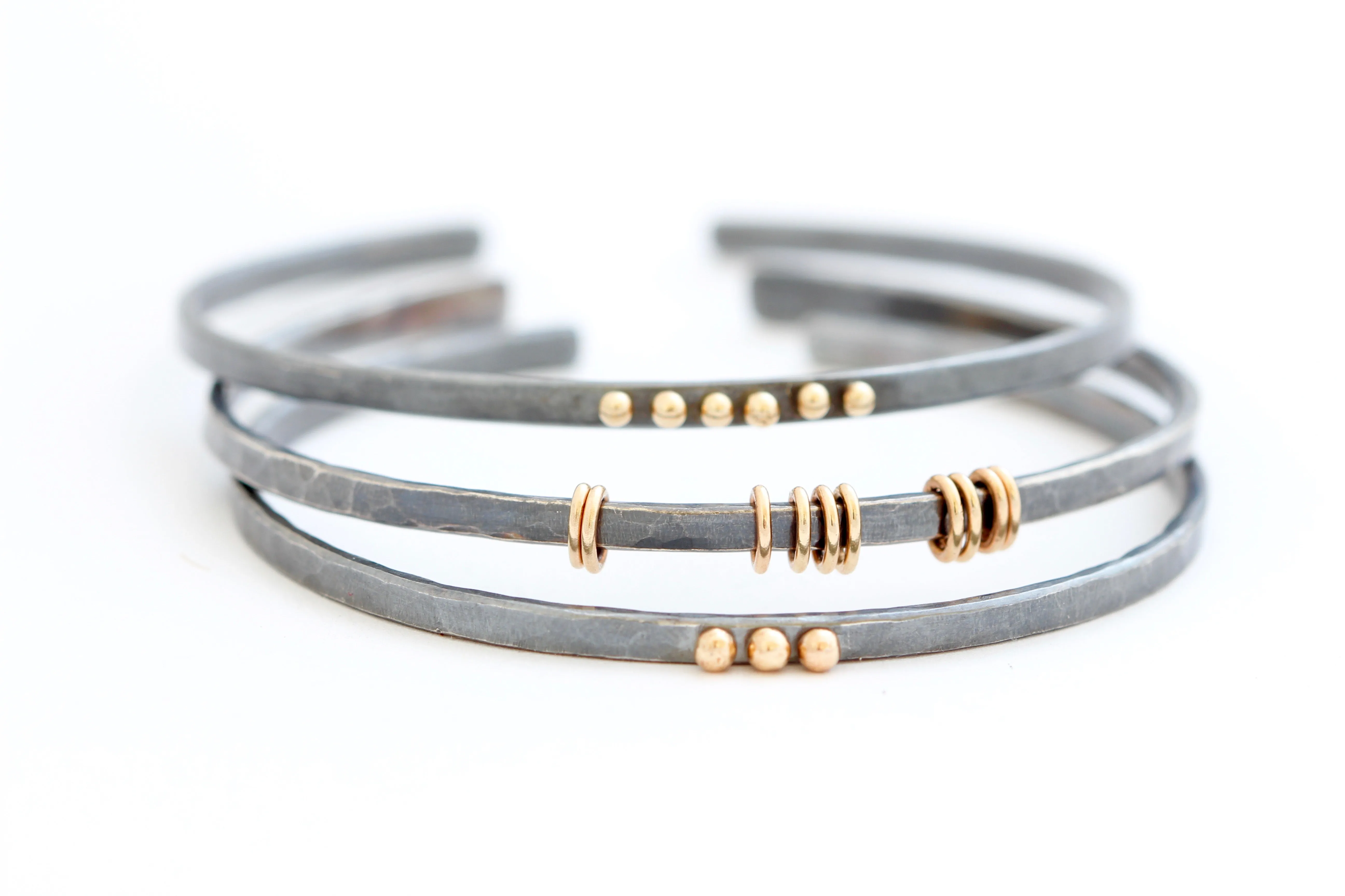 Sterling Silver Bracelet With 14K Gold Balls