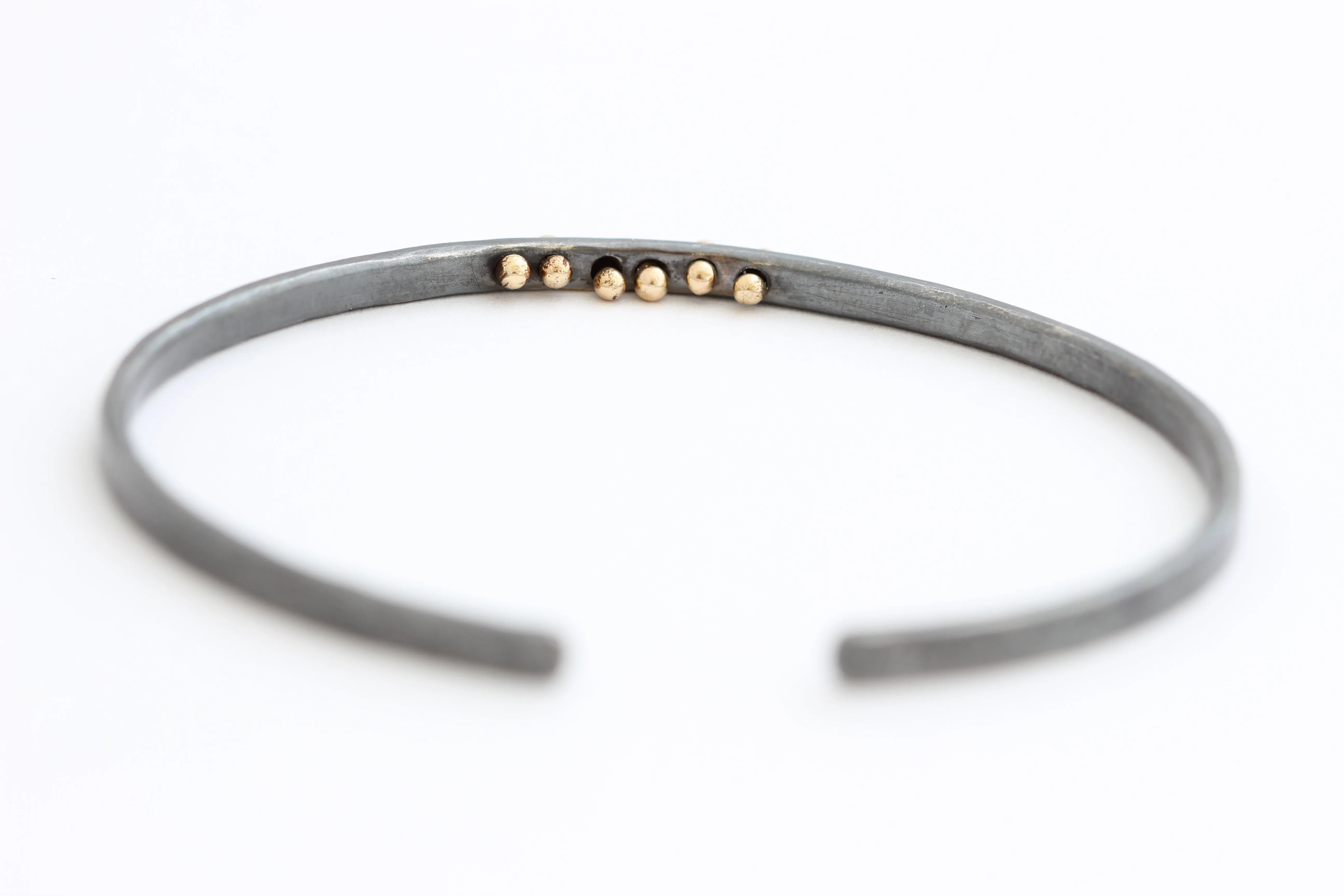 Sterling Silver Bracelet With 14K Gold Balls