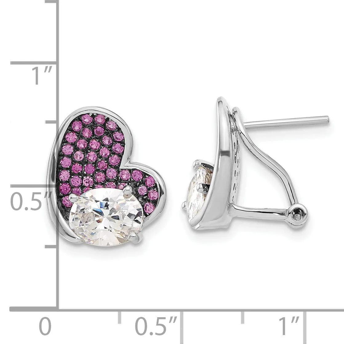 Sterling Silver Cubic Zirconia Heart Earrings