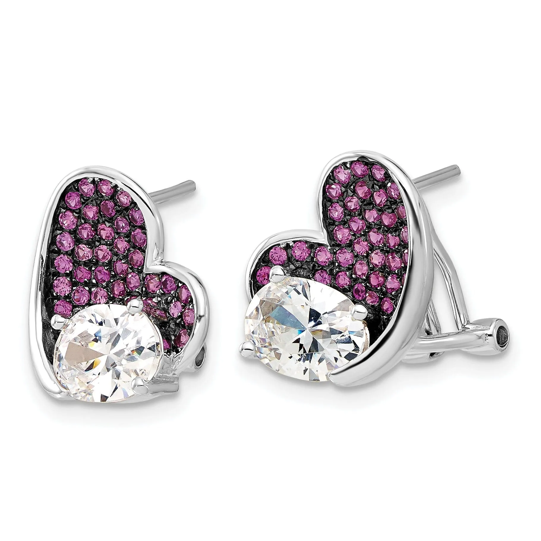 Sterling Silver Cubic Zirconia Heart Earrings