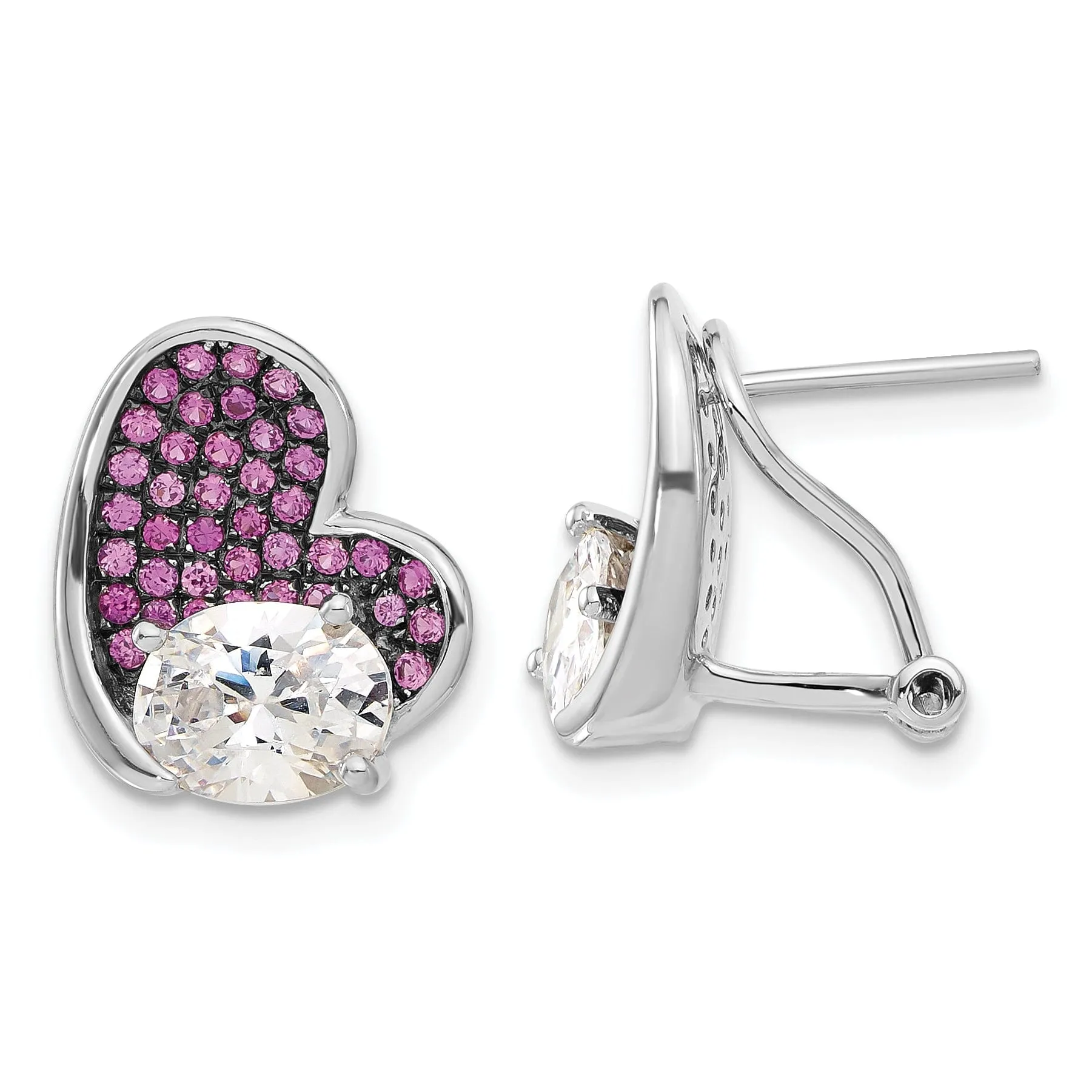 Sterling Silver Cubic Zirconia Heart Earrings