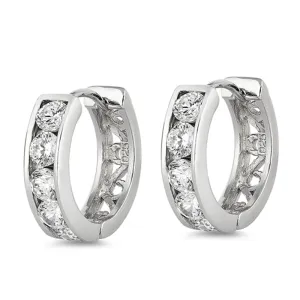 Sterling Silver Elegant Hoop Classic Traditional Romantic Earrings Clear CZ 925