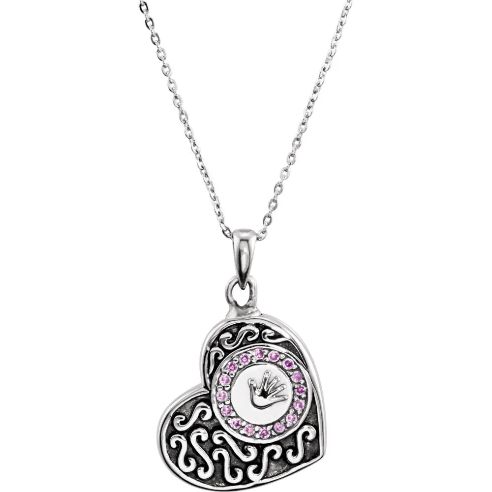 Sterling Silver Handprints Ash Holder Necklace