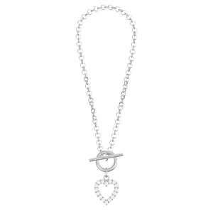 Sterling Silver Heart T-Bar Bracelet