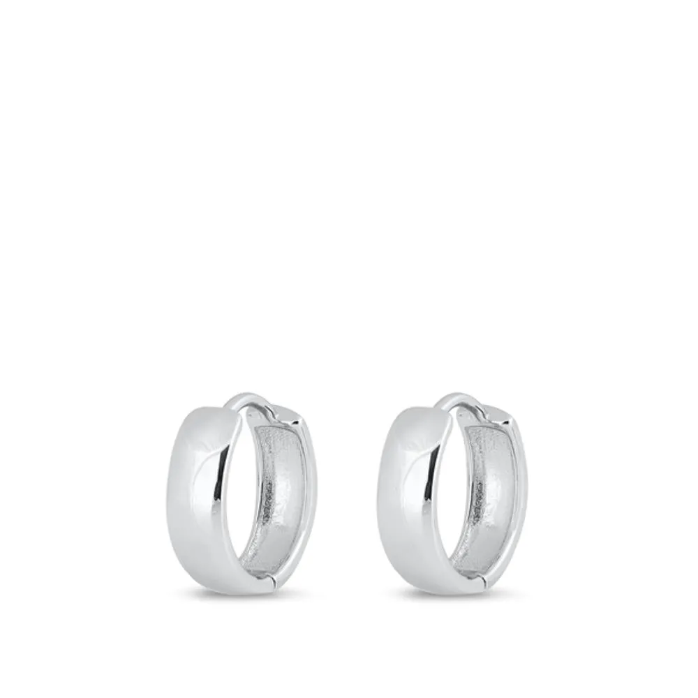 Sterling Silver High Polished Classic Hoop Earrings 925 New