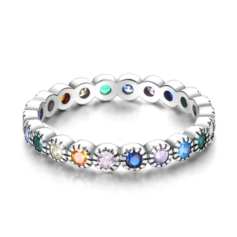 Sterling Silver Rings For Women High Quality Zircon Sets Eternal Love Star Moon Princess Finger Rings Jewelry Gifts