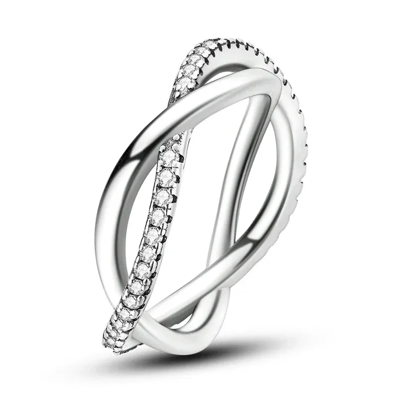 Sterling Silver Rings For Women High Quality Zircon Sets Eternal Love Star Moon Princess Finger Rings Jewelry Gifts