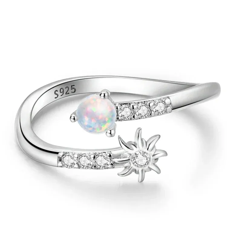 Sterling Silver Rings For Women High Quality Zircon Sets Eternal Love Star Moon Princess Finger Rings Jewelry Gifts
