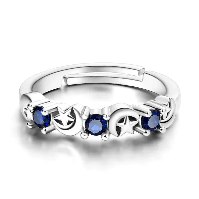 Sterling Silver Rings For Women High Quality Zircon Sets Eternal Love Star Moon Princess Finger Rings Jewelry Gifts