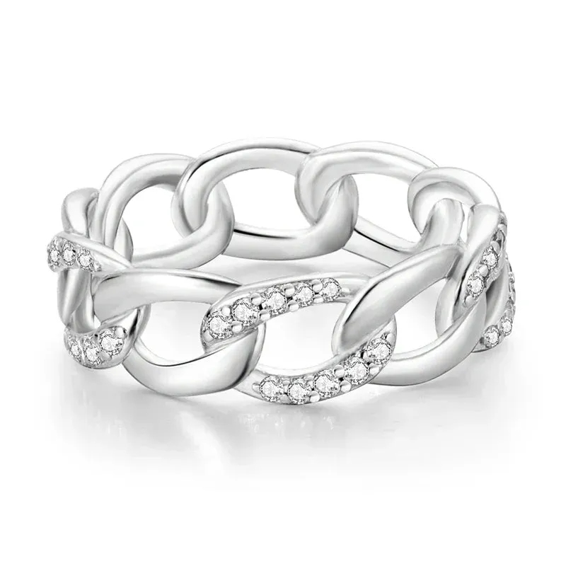 Sterling Silver Rings For Women High Quality Zircon Sets Eternal Love Star Moon Princess Finger Rings Jewelry Gifts