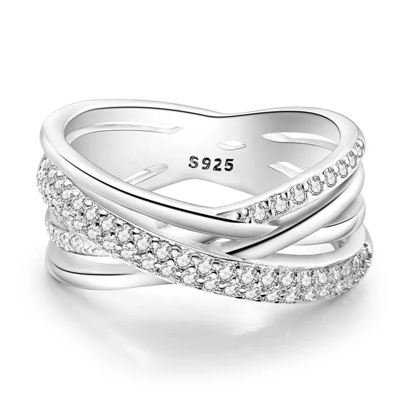 Sterling Silver Rings For Women High Quality Zircon Sets Eternal Love Star Moon Princess Finger Rings Jewelry Gifts