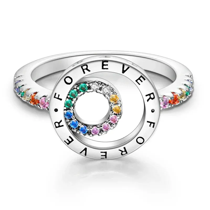 Sterling Silver Rings For Women High Quality Zircon Sets Eternal Love Star Moon Princess Finger Rings Jewelry Gifts