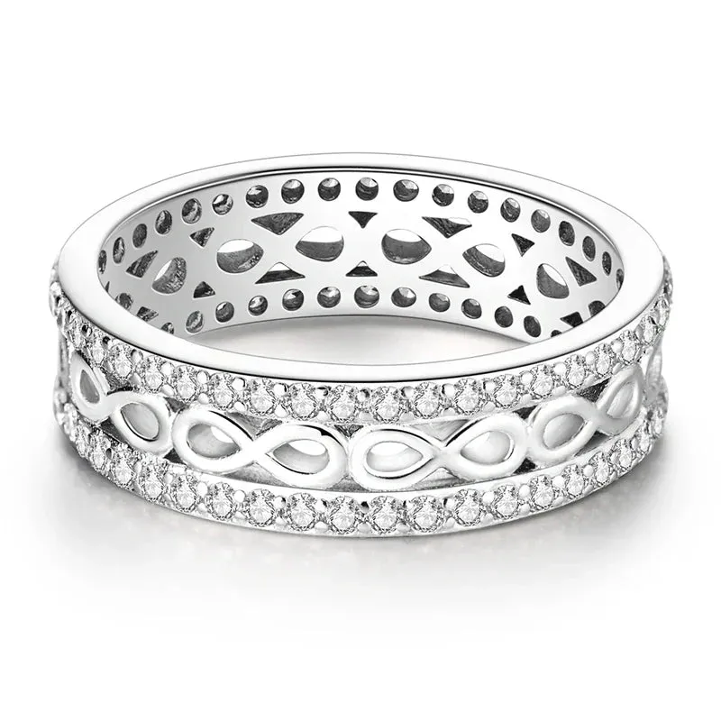 Sterling Silver Rings For Women High Quality Zircon Sets Eternal Love Star Moon Princess Finger Rings Jewelry Gifts