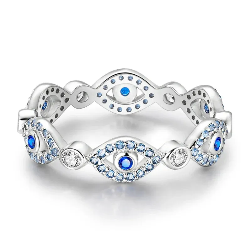 Sterling Silver Rings For Women High Quality Zircon Sets Eternal Love Star Moon Princess Finger Rings Jewelry Gifts