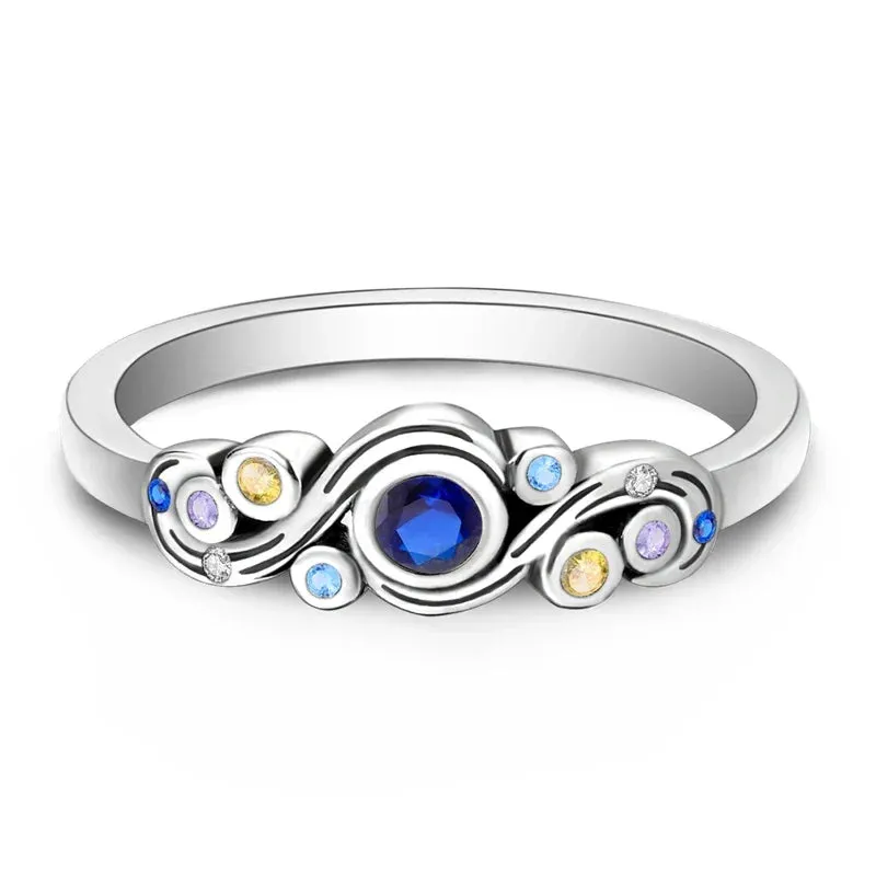 Sterling Silver Rings For Women High Quality Zircon Sets Eternal Love Star Moon Princess Finger Rings Jewelry Gifts