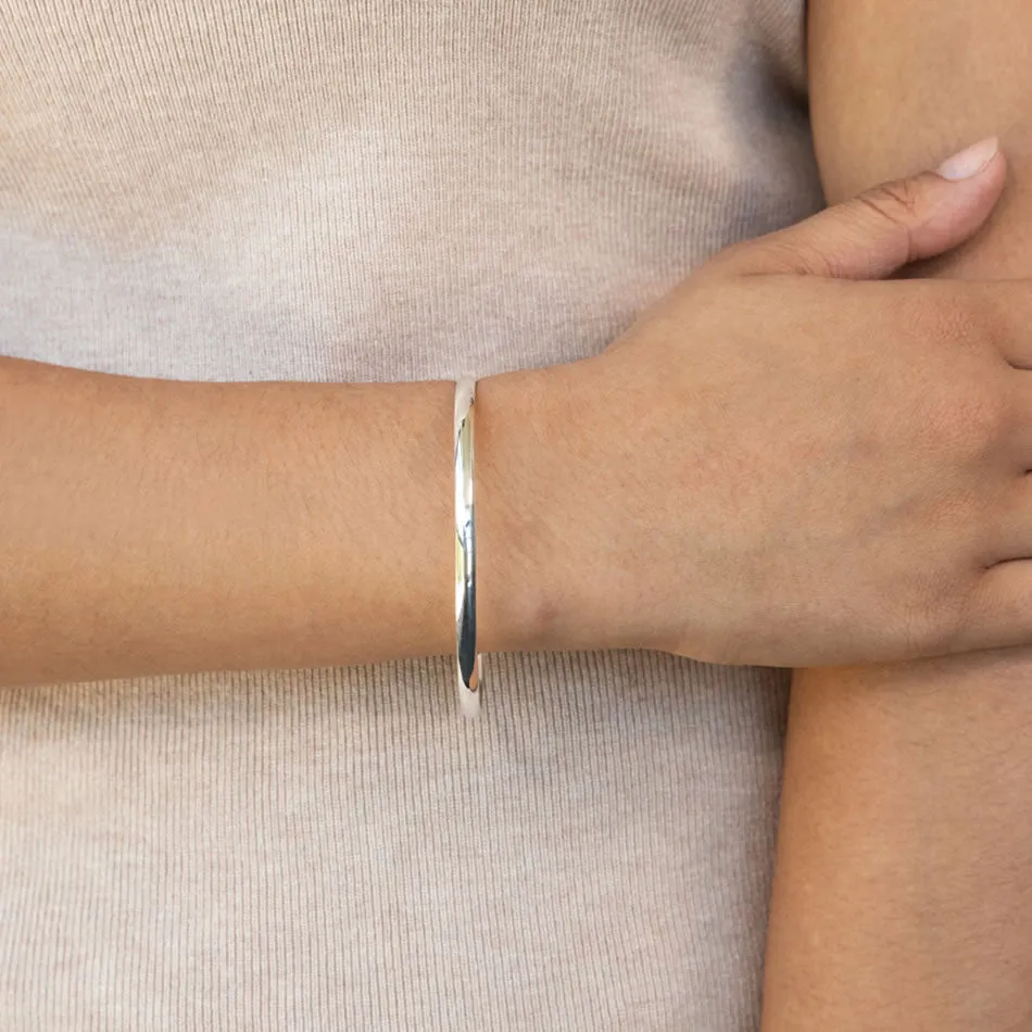 Sterling Silver Solid Round Bangle 4mm