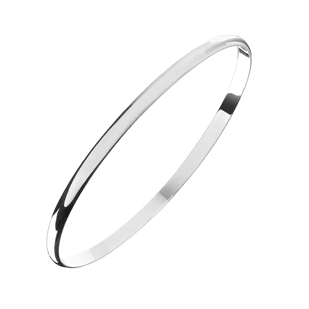 Sterling Silver Solid Round Bangle 4mm