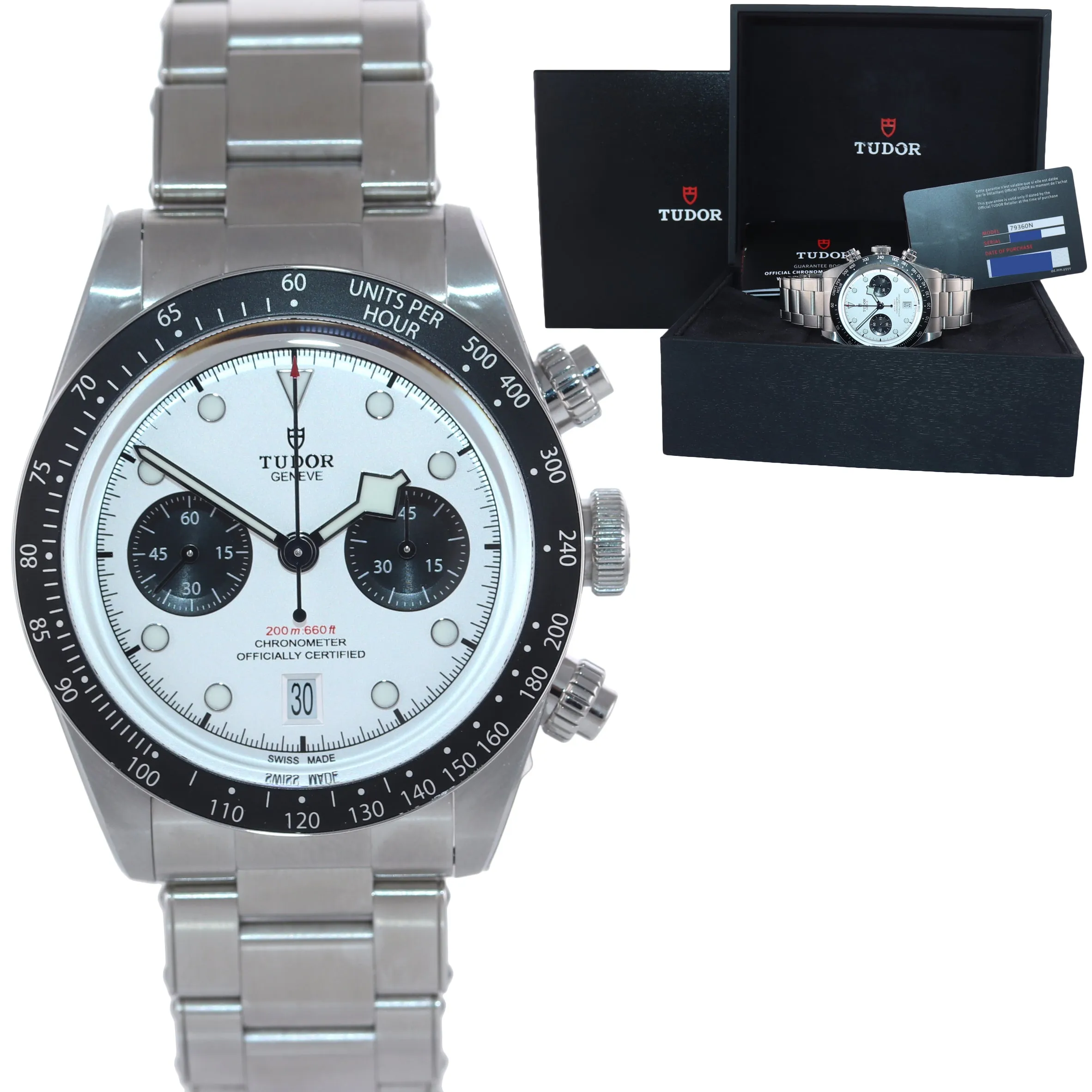 STICKERS NEW MAY 2021 Tudor Black Bay Chrono Panda Steel 41 White Watch 79360