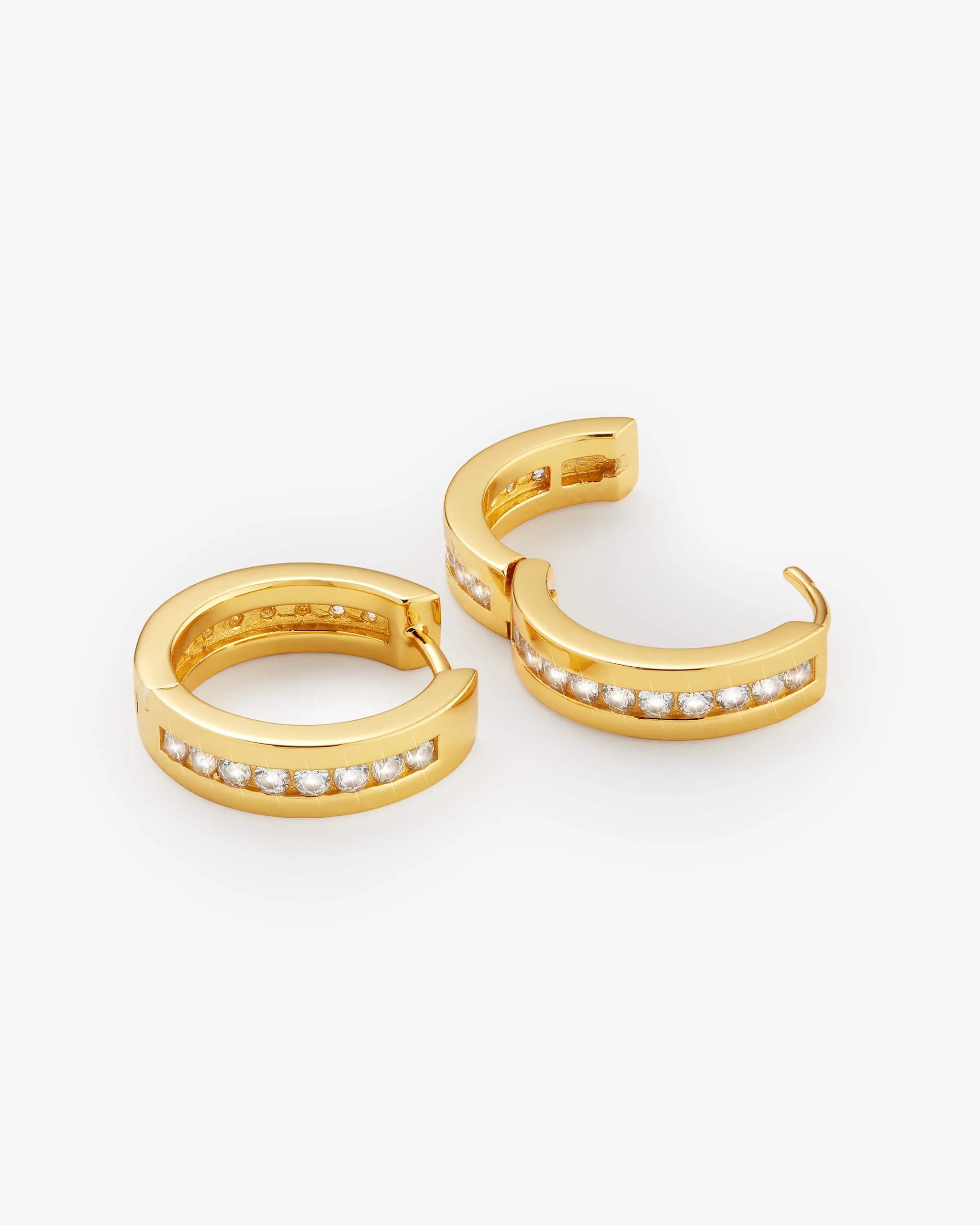 Studded Inset Hoop Earrings - Gold