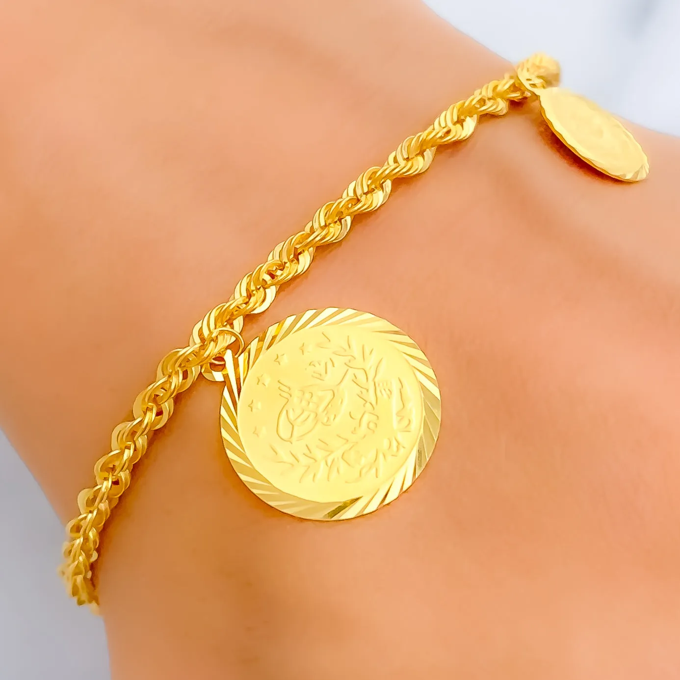 Stylish Grandiose 21k Gold Coin Bracelet
