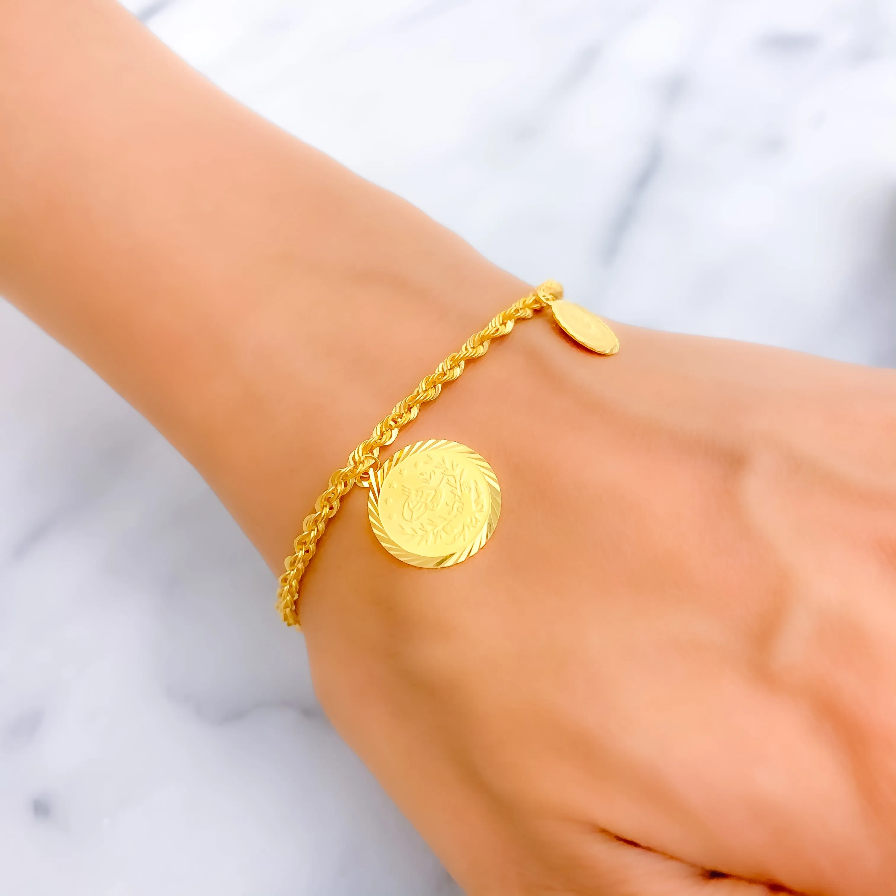 Stylish Grandiose 21k Gold Coin Bracelet