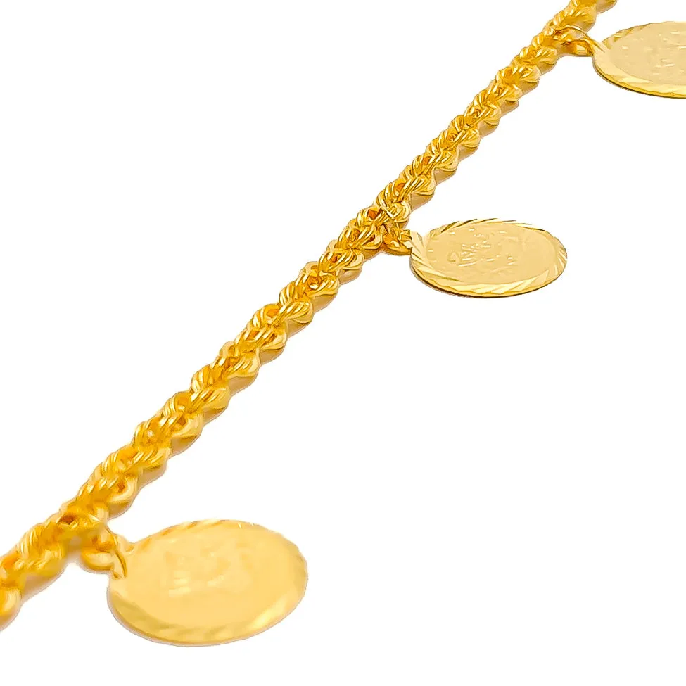 Stylish Grandiose 21k Gold Coin Bracelet
