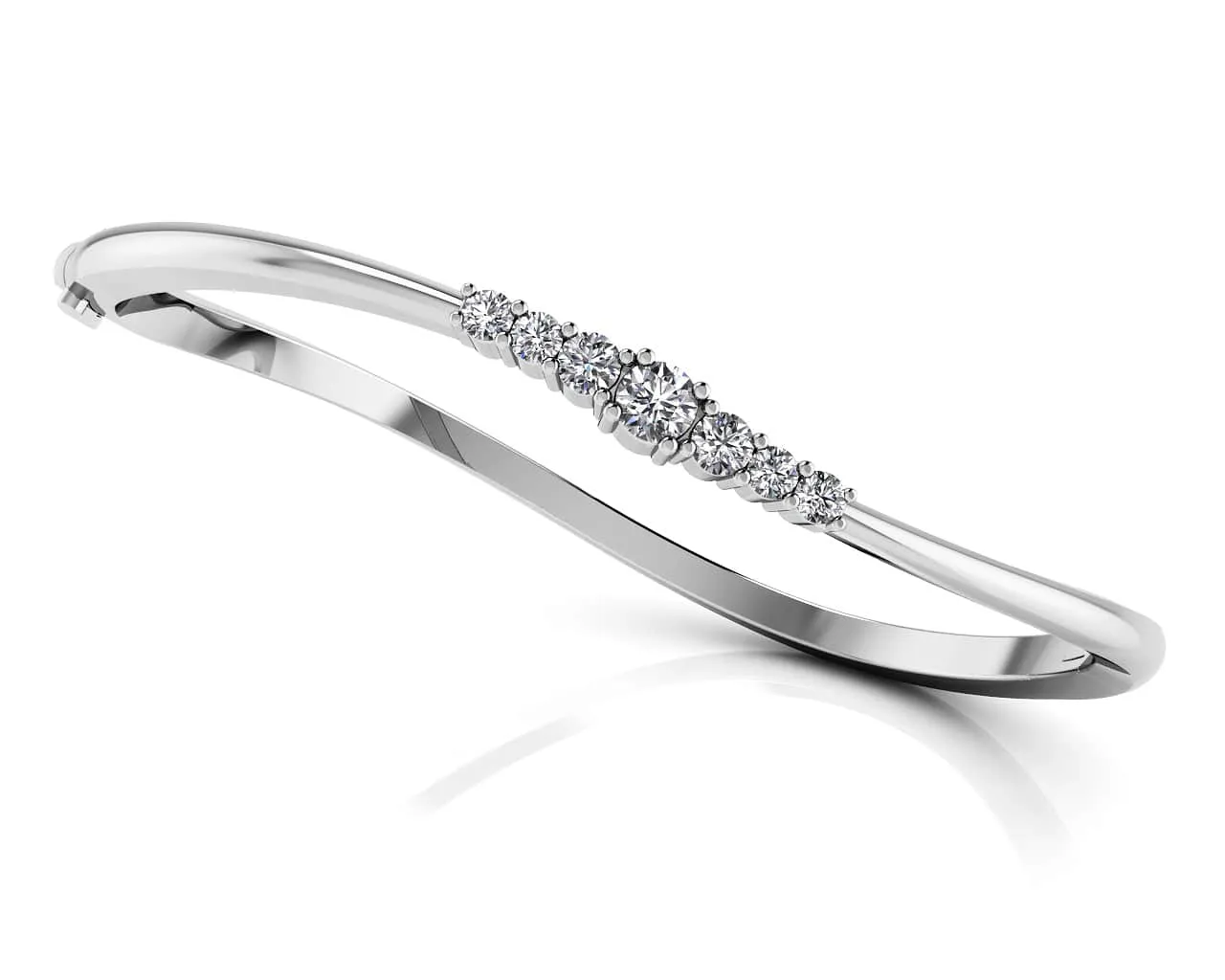 Stylish Seven Stone Lab-Grown Diamond Bangle with 0.70 ct.(finished) 2.5mm, 3mm, 4mm