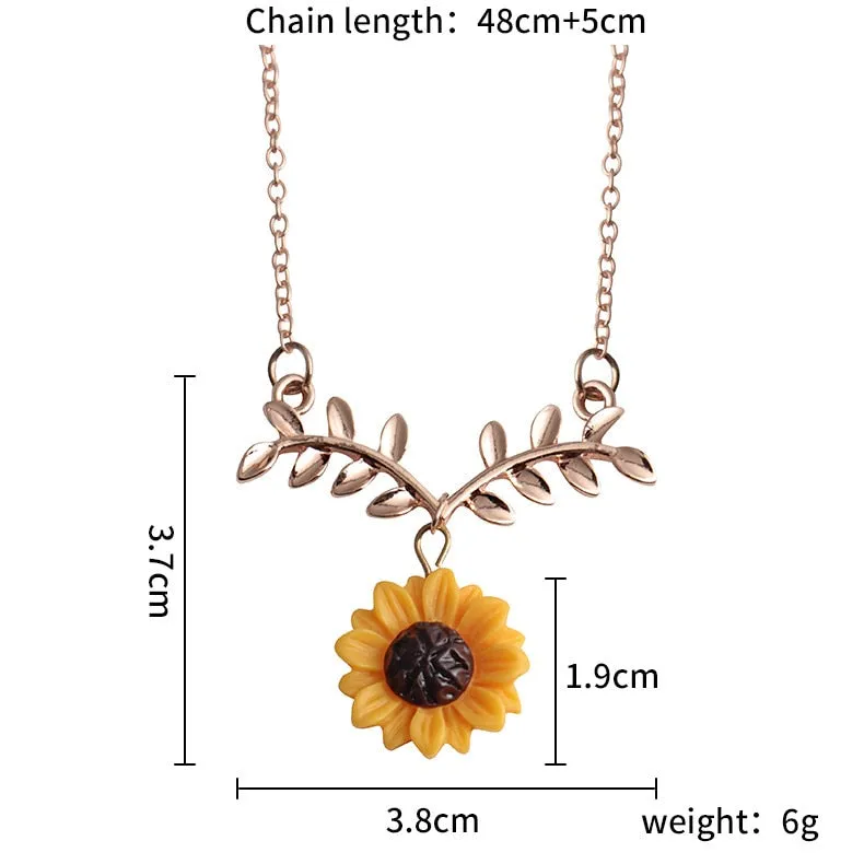Sunflower Leaf Pendant Necklace Flower Collarbone Chains Beauty Pendant Women