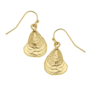 Susan Shaw Gold Oyster Shell Dangle Earrings