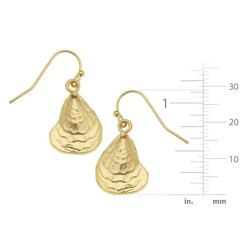 Susan Shaw Gold Oyster Shell Dangle Earrings