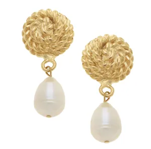 Susan Shaw Handcast Gold & Pearl Clip Earrings