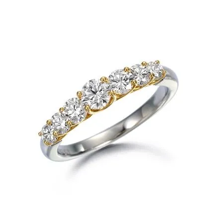 SUWA Platinum and 18K Yellow Gold Prong Set Diamond Band