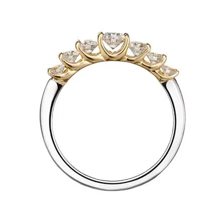 SUWA Platinum and 18K Yellow Gold Prong Set Diamond Band