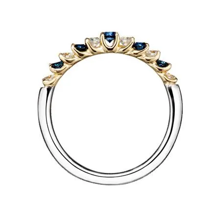 SUWA Platinum and 18K Yellow Gold Prong Set Sapphire and Diamond Ring
