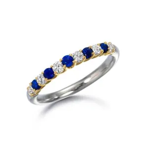 SUWA Platinum and 18K Yellow Gold Prong Set Sapphire and Diamond Ring