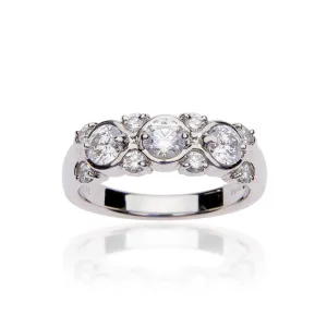 SUWA Platinum Bezel Set Diamond Dinner Ring