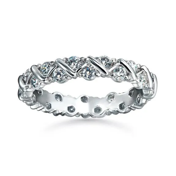 SUWA Platinum Prong Set Diamond Zigzag Band