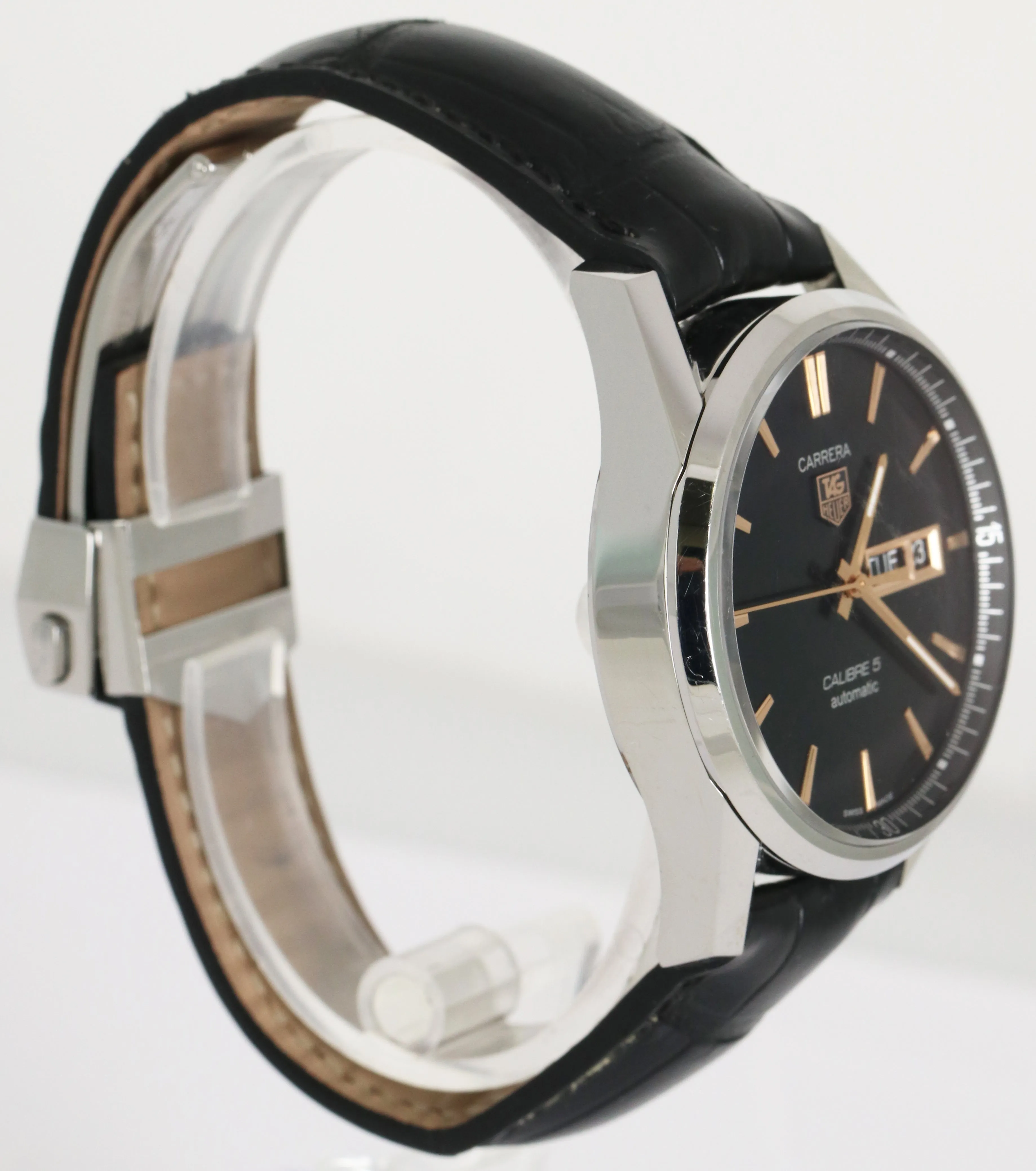 TAG Heuer Carrera Calibre 5 Day-Date Stainless Steel 41mm Watch WAR201C.FC6266