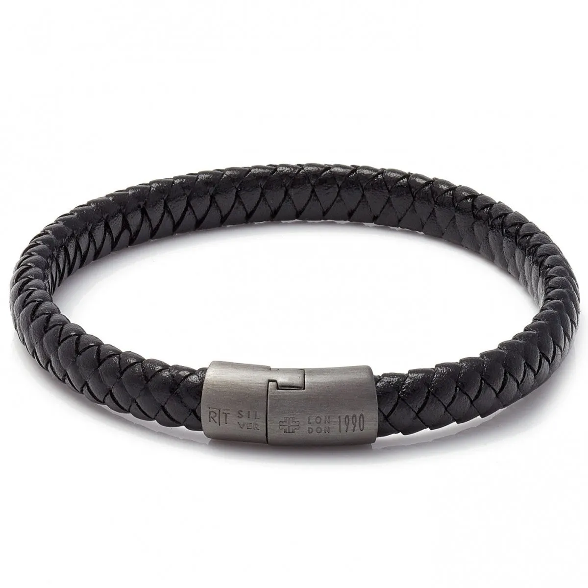 Tateossian Men's Cobra Sontuoso Wide Leather Bracelet, Black