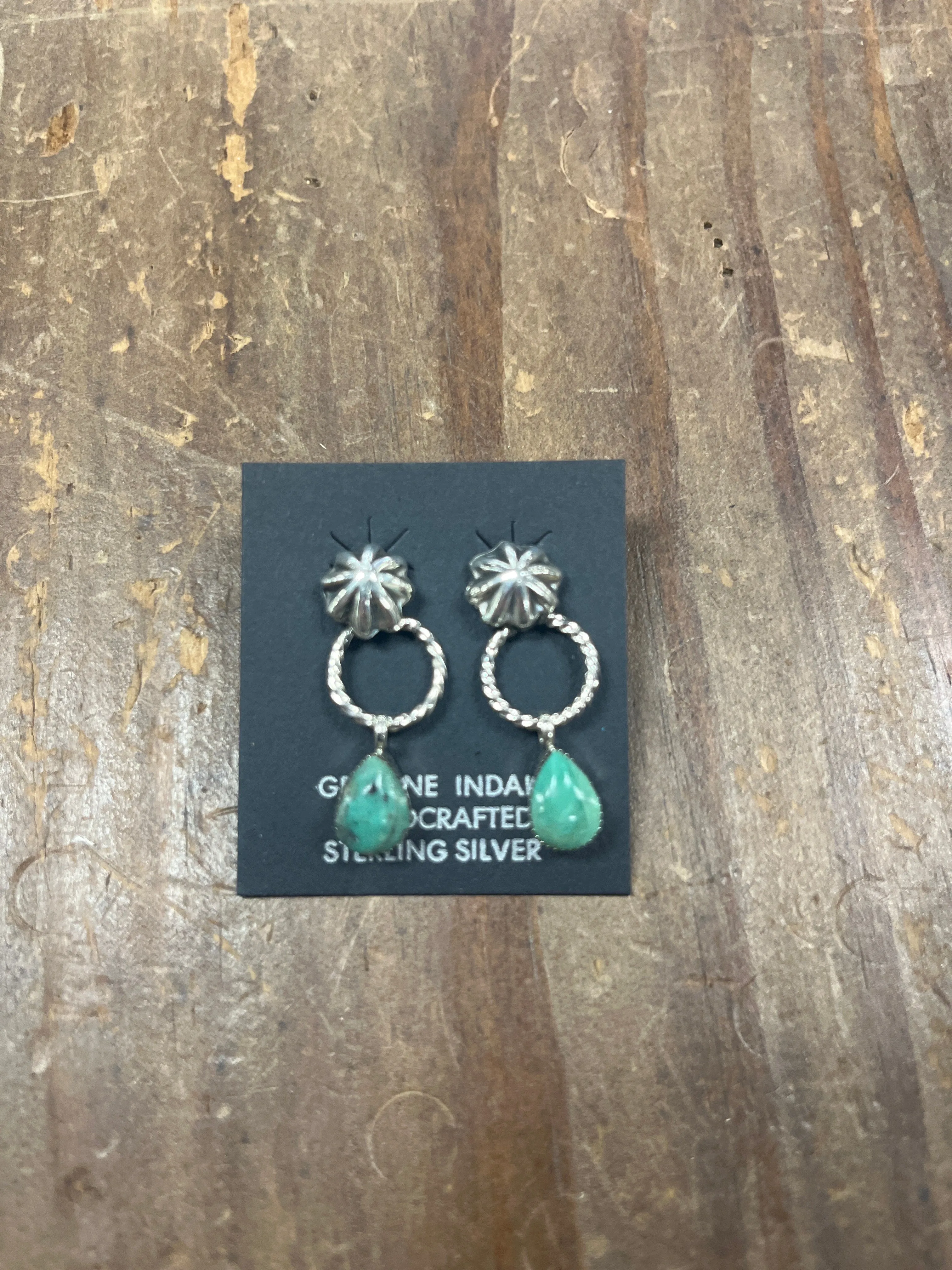 The Turquoise Round Circle Dangle Stud Earrings