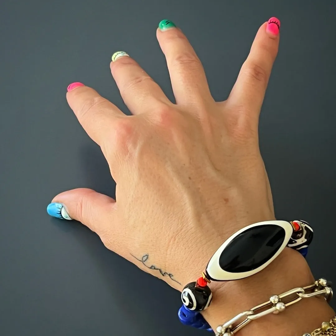 Third Eye Chunky Blue Tibetan Beaded Bracelet