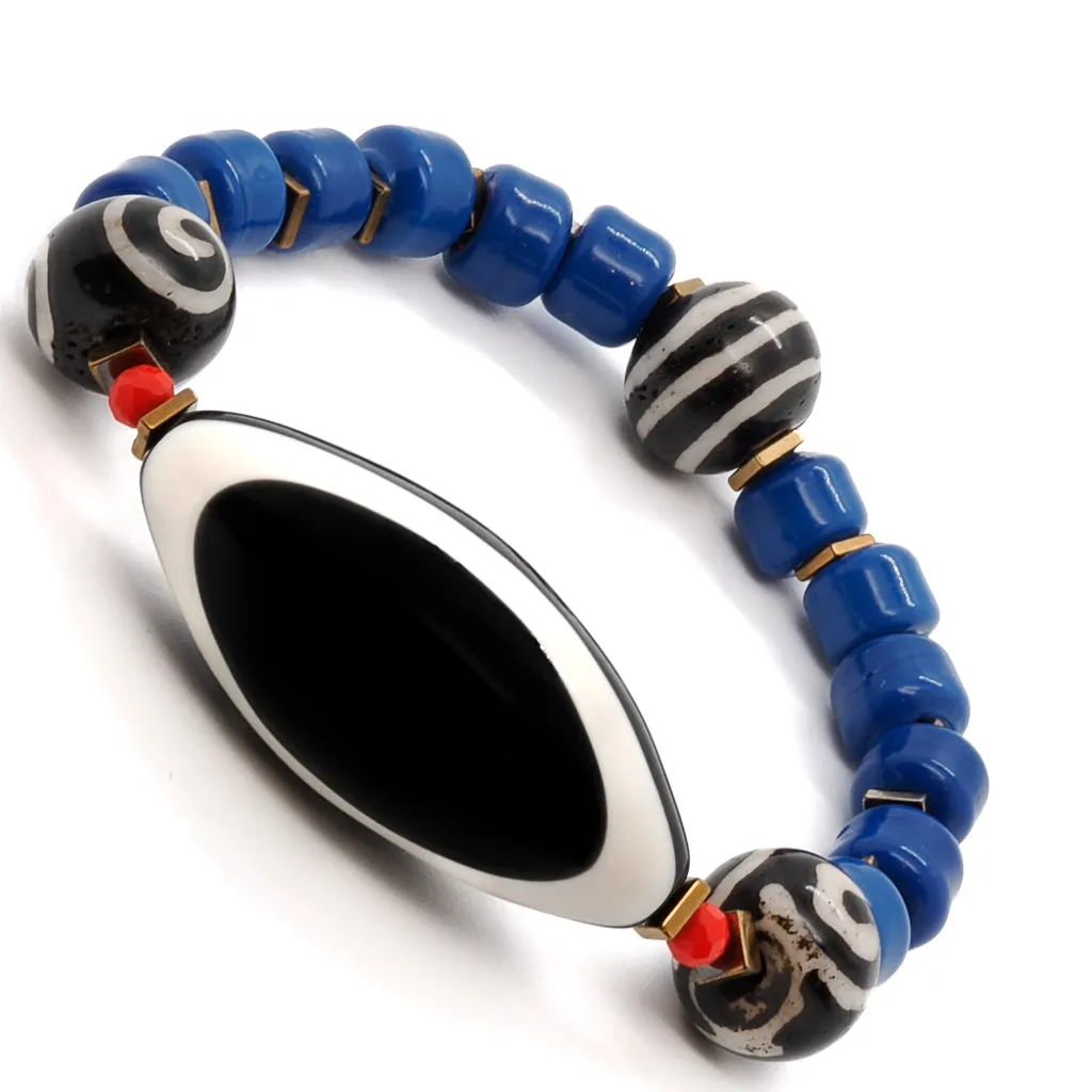Third Eye Chunky Blue Tibetan Beaded Bracelet