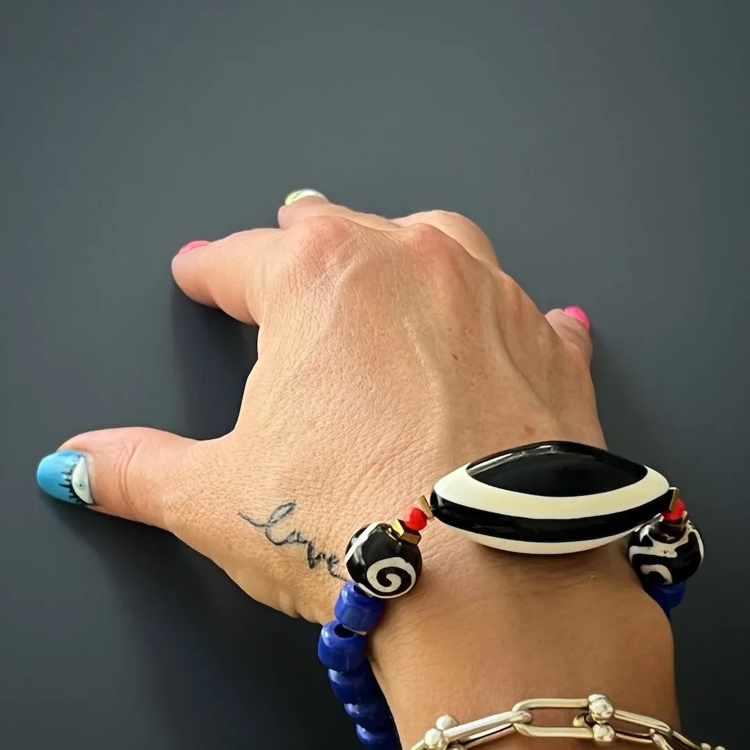 Third Eye Chunky Blue Tibetan Beaded Bracelet