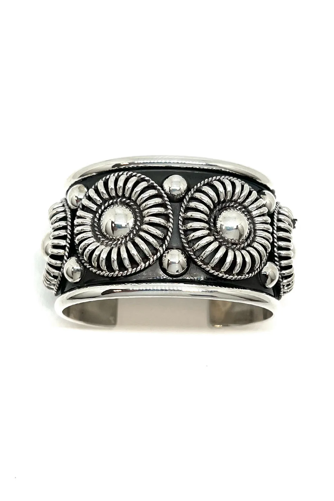 Thomas Charley Sterling Silver Water Bead Cuff Bracelet (Wide)