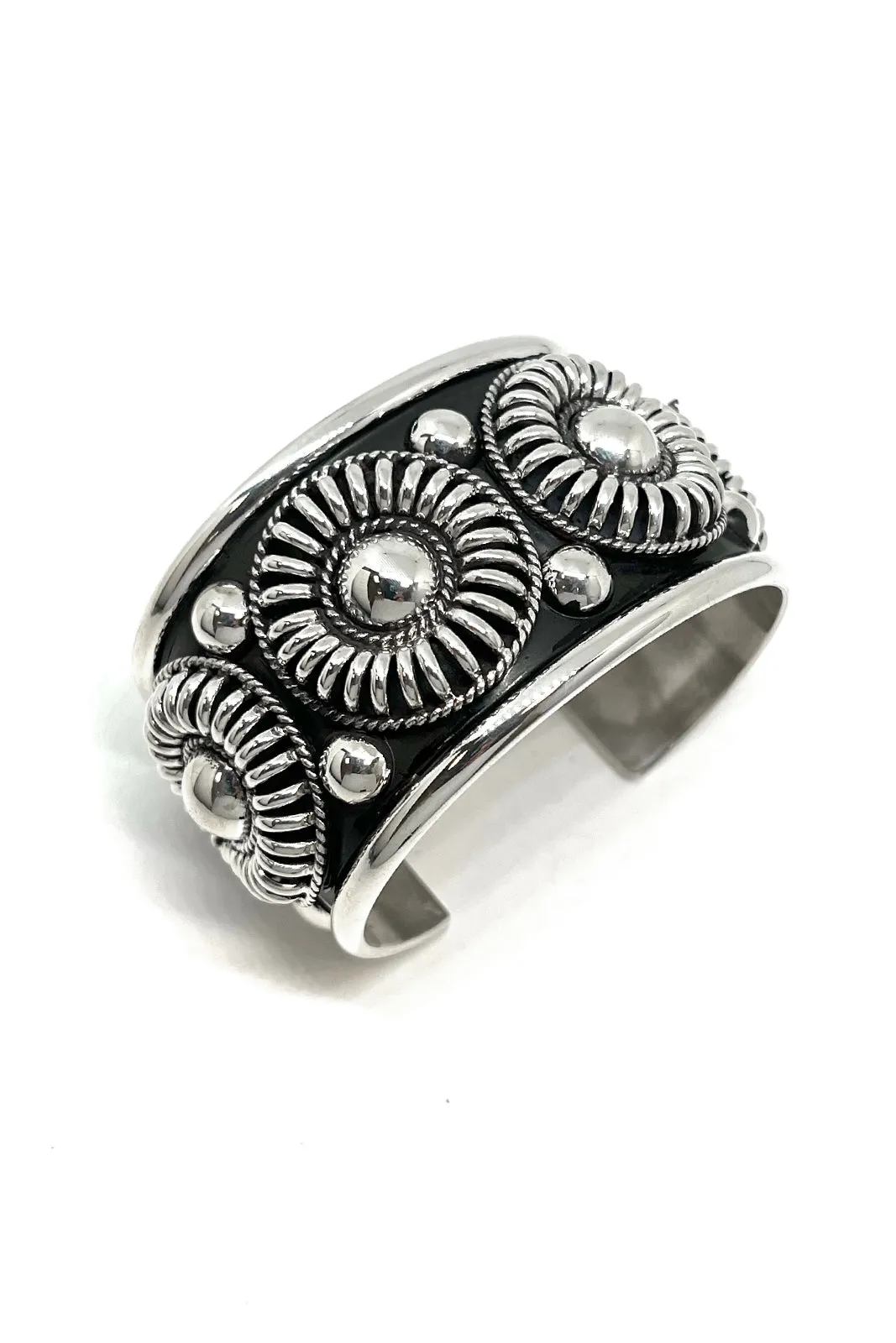 Thomas Charley Sterling Silver Water Bead Cuff Bracelet (Wide)